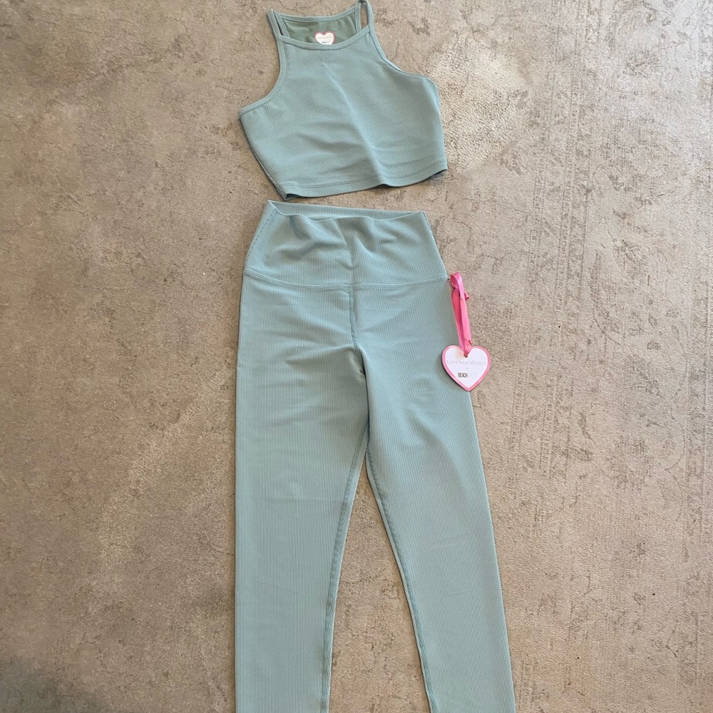 Loveshackfancy collab with Beach Riot Athletic top and leggings
